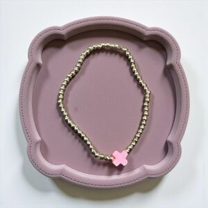 Pink and Gold Beaded Bracelet